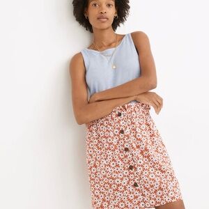Madewell paperbag Floral Button-Front Daisy Skirt
